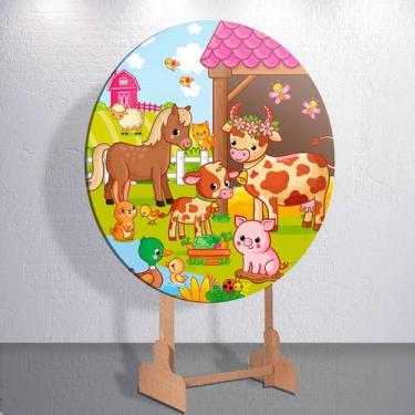 Imagem de Painel Tema Fazenda Animais Capa Grande e Mini Redondoda Estampa Subli