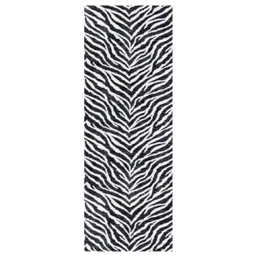 Imagem de Gertmenian Tapete de área lavável e fácil de cuidar para ambientes internos – corredor de 5 x 15 cm, ideal para áreas de alto tráfego na sala de estar, quarto, entrada – safári preto e branco, 23284