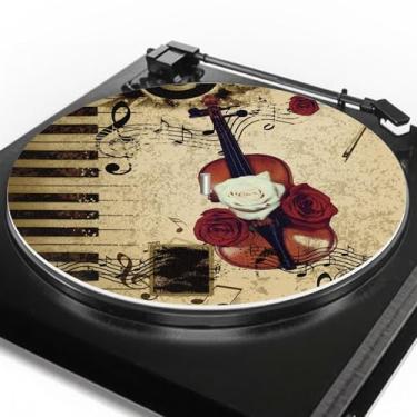 Imagem de GLENLCWE Tapete retrô para toca-discos de 30,5 cm, tapete antiestático, antiderrapante, de feltro, tapete deslizante para melhor ajuste de som, vinil vintage