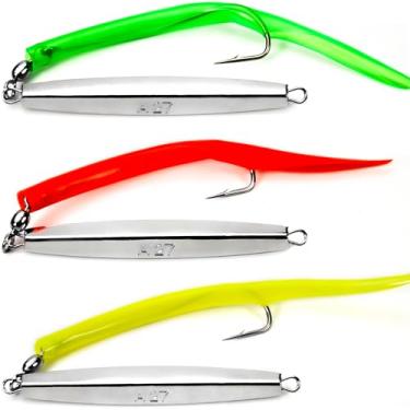 Imagem de VMSIXVM Diamond Jigs Iscas de pesca em água salgada Colheres de metal afundando, iscas de pesca para pesca de surfe, para peixe-azul, robalo, atum, salmão, mar profundo, oceano