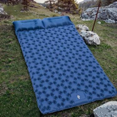 Imagem de Colchão Inflável para Duplo, Compacto e Resistente com Travesseiro para Camping (Azul)