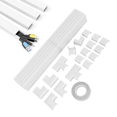 Imagem de WALFRONT Kit de Ocultação de Cabo de 10 Unidades Com Fita Dupla Face, Cobertura de Cabo de PVC UL94 V-0 Corretivo de Fio de Parede Pintável Aparado para Ajuste Adequado Cabos Bagunçados