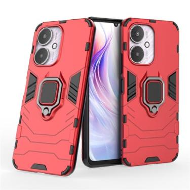 Imagem de Capa Protetora Magnética Anti-quedas para Xiaomi Mi Redmi 13C, Xiaomi Poco C65, Suporte Giratório + Proteção Militar (Vermelho)