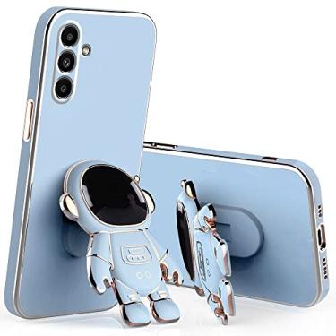 Imagem de Capa fofa de silicone compatível com Samsung Galaxy A16 com suporte de astronauta, capa para celular Samsung A16 5G Funda fina proteção da câmera à prova de choque (azul)