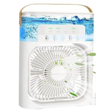 Imagem de Refrigerador De Ar Portátil Umidificador Ventilador Silencioso Com LED e Reservatório De Água 600ml USB Tipo-C | Climatizador Pessoal de Mesa(Branco)