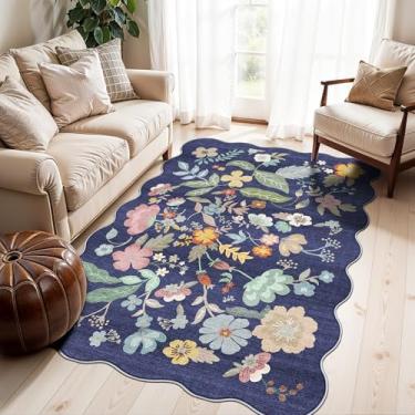 Imagem de Tapetes de área de sala de estar 10 x 15 cm: tapete de cabeceira boho lavável antiderrapante floral pequeno tapete baixo para cozinha quarto tapete de chão sem queda para quarto de crianças escritório