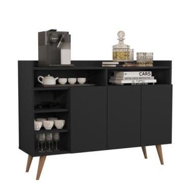Imagem de Buffet aparador cantinho do cafe celta 3 portas - Germai Moveis, BLACK