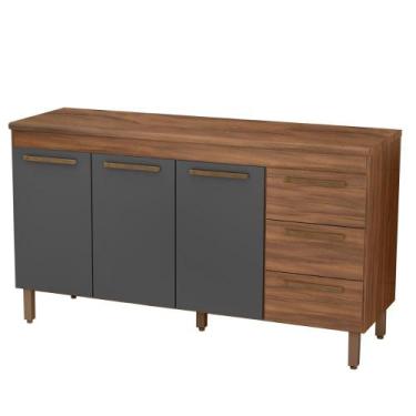 Imagem de Balcão de Cozinha Atenas com Tampo 3 Portas 3 Gavetas 158 cm - Dacheri