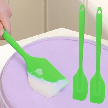 Imagem de Espátula pequena de silicone para bolos, biscoitos, pastelaria, alça transparente, ferramentas de cozimento em creme, para casa, verde