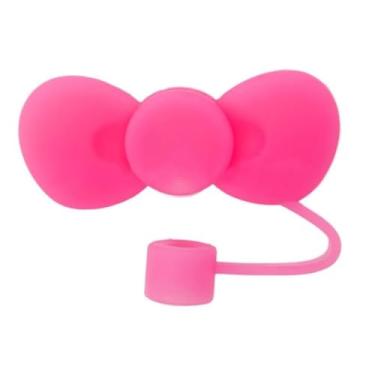 Imagem de Capas de palha de laço adorável rosa para copo Stanley, capa de canudo de silicone de 10 mm serve para Stanley copo de 30 e 1,134 g, acessórios de cozinha de decoração de presentes de festa temáticos,