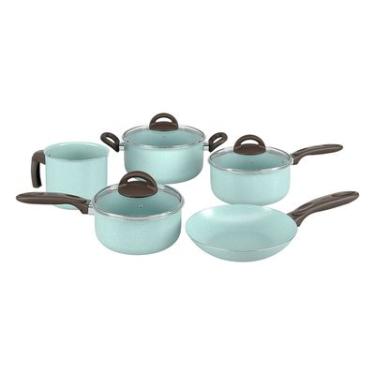 Imagem de JOGO DE PANELAS 5 PEÇAS CERAMIC LIFE  SUPREMA VERDE BRINOX