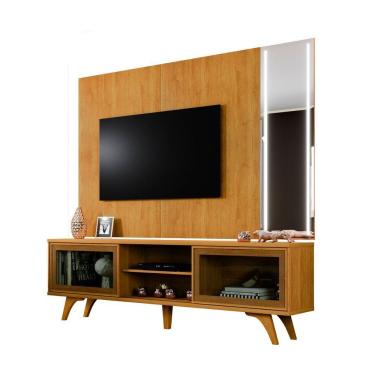 Imagem de Rack Vitrum Com Painel Vitrum Com Espelho Led 218 Mavaular Naturale