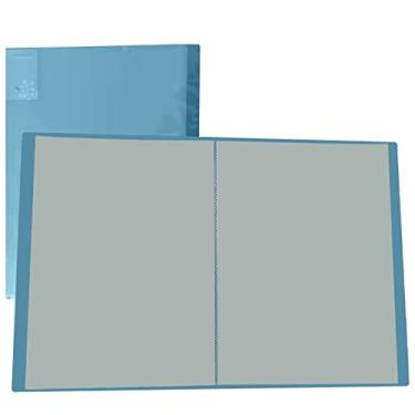 Imagem de Livro de armazenamento de pintura 40 bolsos transparentes mangas protetores arte portfólio livro, informações do álbum A3 bolsa de armazenamento pasta (pode acomodar 80 folhas 16,5 x 30,6 cm) (40 bolsos, azul)