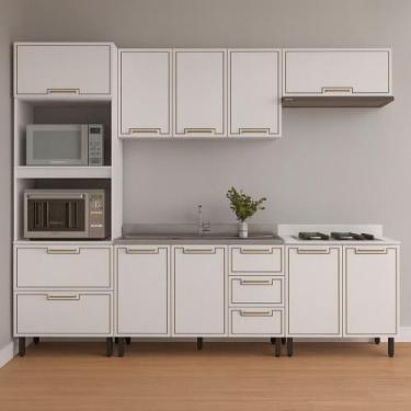 Imagem de Cozinha Modulada 5 Peças sem Pia Amara Politorno Móveis, Branco