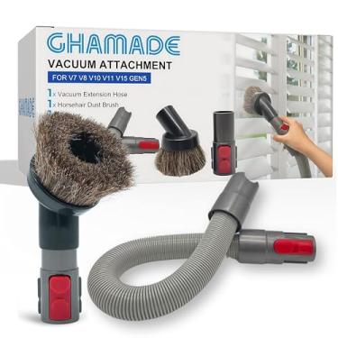 Imagem de Acessórios de vácuo para saídas de secador, detalhes de carro e limpeza de cantos compatíveis com aspiradores Dyson (mangueira de extensão a vácuo + escova de crina de cavalo)