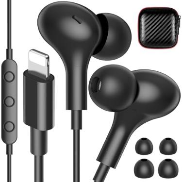 Imagem de iMangoo Para fones de ouvido Lightning com fio certificados pela MFI para Apple, fones de ouvido magnéticos com graves HiFi, 3 pontas auriculares com microfone para academia, deslocamento para iPhone