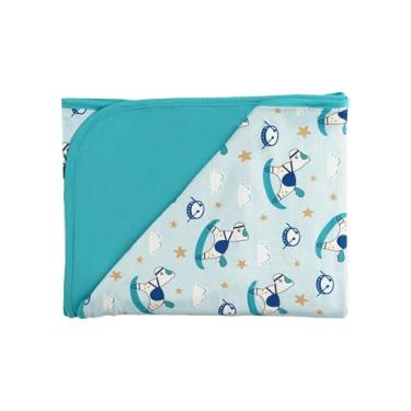 Imagem de EASWEET Cobertor de bebê, colcha elástica macia para bebês recém-nascidos e crianças, cobertor de berçário para meninos e meninas, viscose derivada de bambu, 128 cm x 128 cm, cavalo de balanço