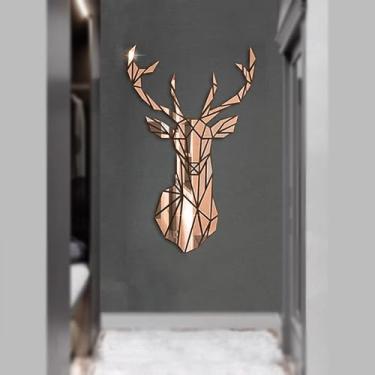 Imagem de Acrílico Espelhado Decorativo Adesivo Hexágono G e P – Kit com 10 Peças Modernas para Parede (eapelho acrilico cervo-Marrom)