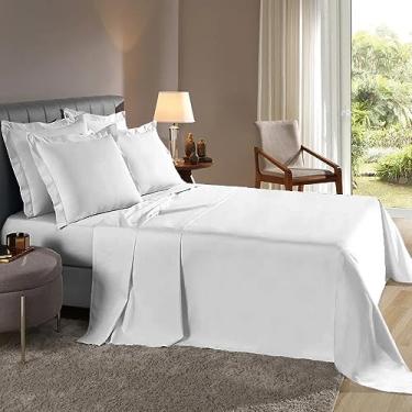 Imagem de Lençol Queen 3 peças Fronhas c/Abas Percal Flex 400 Fios Toque Macio - 40 CM DE ALTURA (Branco)