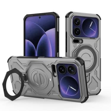 Imagem de LTLMYDAM Capa magnética para Xiaomi 17 Pro Max/17 Pro/17, suporte ajustável, grau militar, à prova de choque, capa resistente a impactos, cinza, 17 Pro