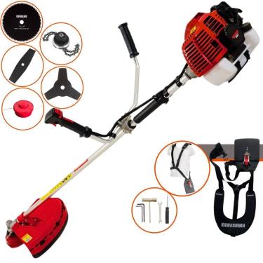 Imagem de Roçadeira Profissional Kawashima Kw43l À Gasolina 43c 1,7hp + Faca 2 Pontas Duraline 330mm + Faca 80 Dentes Duraline 25