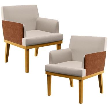 Imagem de Kit 02 Poltronas Beatriz W01 Linho Cru Camel