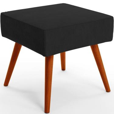 Imagem de Puff Banqueta Decorativa Com Pés Palito Lívia Suede Preto