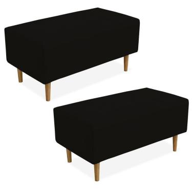 Imagem de Kit 02 Puffs Cléo W01 Pés Palito 90 Cm Suede Preto