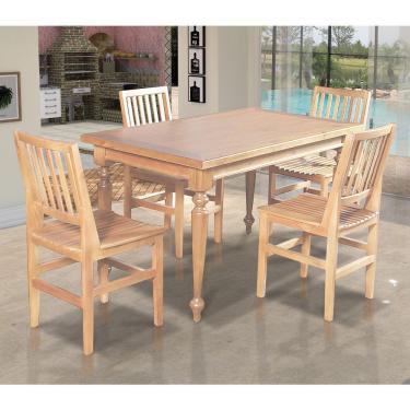 Imagem de Conjunto Jantar Mesa Rústica Franscisca 140X80 Com 4 Cadeiras Ripada Confort Natural - Marrom