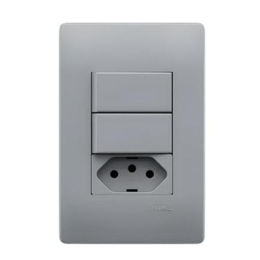 Imagem de Tomada 20a + 2 Interruptores Com Placa Habitat Onix - Fame