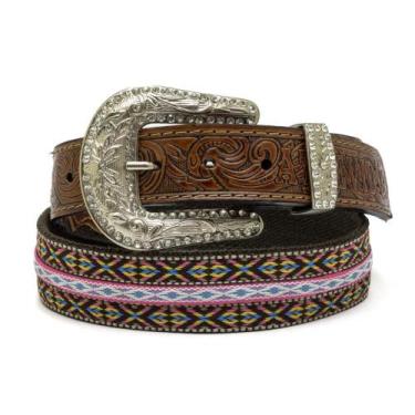 Imagem de Cinto Atrevidu's Country Em Couro E Tecido X Rosa Feminino com Fivela 