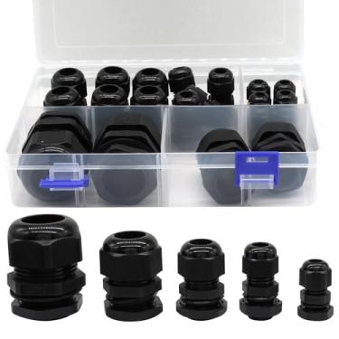 Imagem de Seimneire NPT1/10.2 cm NPT3/20.3 cm NPT1/5.1 cm NPT3/10.2 cm NPT1" Prendedores de cabo ajustáveis de nylon preto à prova d'água em caixa PP, caixa de junção kit de conectores de juntas de glândula de