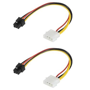 Imagem de Generic Cabo PCI Express de 4 pinos para 6 pinos macho PCIE placa de vídeo conversor de energia conector 220 mm/8,7" para placa de vídeo, pacote com 2