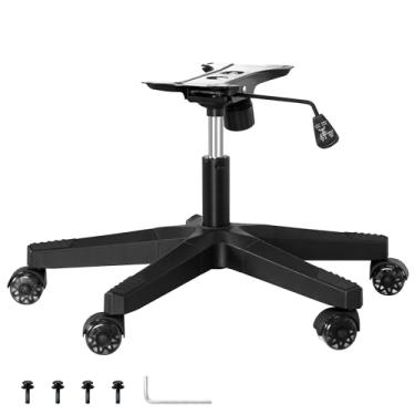 Imagem de Frassie Conjunto de substituição de base de cadeira de jogos de nylon com cilindro de gás com mecanismo de placa inferior, 5 rodas duplas de borracha