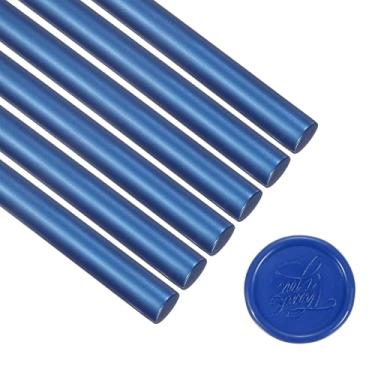 Imagem de PATIKIL 6 peças de bastões de cera de vedação, bastões de vedação de cera de pistola de cola para selos de carimbo, carta de envelope, convites de casamento, embalagem de artesanato, azul marinho