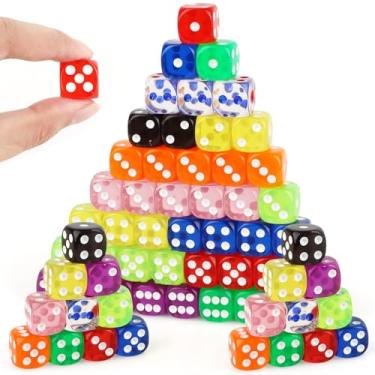 Imagem de 50 Pieces Colored Dice Set 16mm Standard Game Dices Acrylic 6 Sided Colorful Bulk Casino Dice for Casino Theme Party Board Games Vegas Birthday Party Supplies (Rounded Corner)