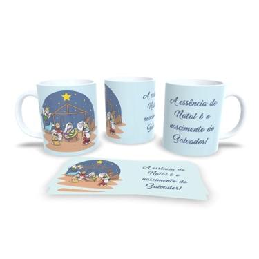 Imagem de Caneca Natalina Família Feliz, Porcelana Branca com Design Preto e Dourado, Decoração de Natal com Mensagem em Português (2576)