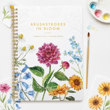 Imagem de Lindo caderno de exercícios em aquarela para iniciantes - Livro de colorir de água relaxante e fácil de pintar com desenhos florais em papel premium - perfeito para presentear para despertar