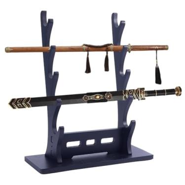 Imagem de arricraft Suporte de espada, suporte de parede de 5 níveis, suporte de espada de madeira para Katana, armazenamento de vara de pesca para flauta, presentes de hobby para homens (31,3 x 11,6 x 37,3 cm)