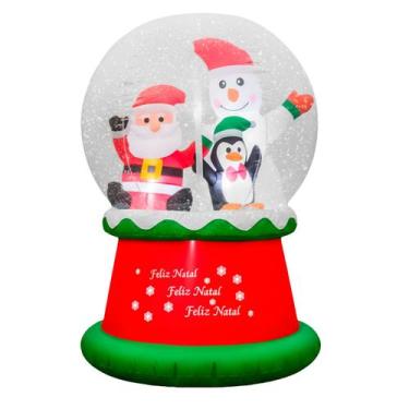 Imagem de Enfeite De Natal Globo De Neve Com Papai Noel E Amigos Gigante Infláve