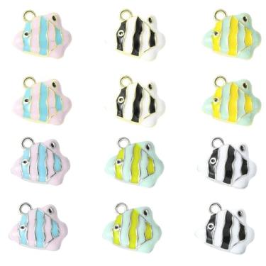 Imagem de UR URLIFEHALL 12 peças, pingentes de peixe esmaltado, 6 cores, pingentes de animais do oceano tropical para pulseira faça você mesmo, colar, brincos e joias