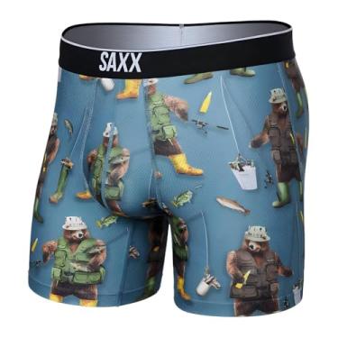 Imagem de SAXX Underwear Co. Cueca Boxer Masculina com Bolsa Volt, Malha Respirável, Azul Petróleo Lavado, Pequena