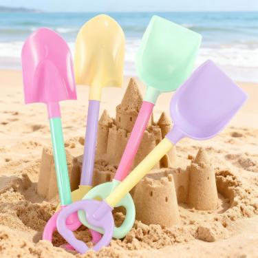 Imagem de 2 pás de praia jumbo, pás de areia extragrandes com alças longas e ancinhos de plástico para brincar na praia, castelos de areia, cor aleatória
