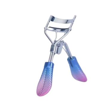 Imagem de Modelador de Cílios Profissional, Pinça Curvadora em Metal Cromado, Azul e Rosa Degradê, 10cm x 11cm x 3.5cm, Seguro e Confortável