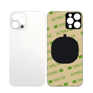 Imagem de 1 pçs/lote capa de bateria de vidro para iPhone 12 Pro capa traseira de substituição para iPhone 12PRO 2 em 1 capa traseira de vidro grande (branca)