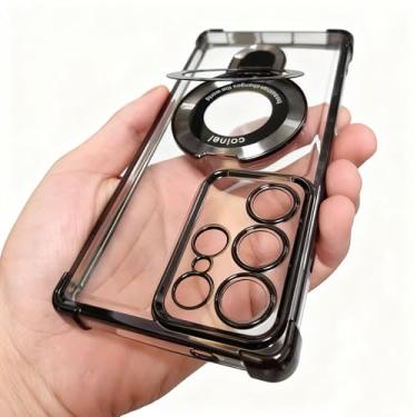 Imagem de Buliangren Capa compatível com Samsung Galaxy S24 Ultra, capa macia robusta protetora com suporte de anel, capa de telefone transparente para Samsung S24 Ultra, preta