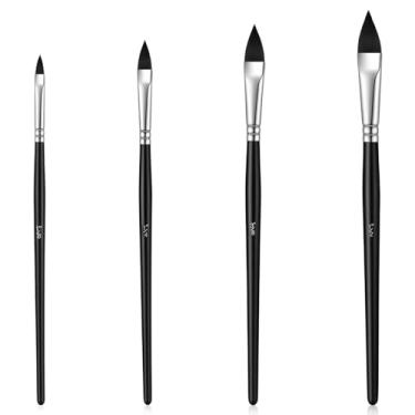 Imagem de Conjunto de pincéis de aquarela de língua de gato, 4 pincéis profissionais de aquarela para pintura, pincéis ideais para pintura acrílica