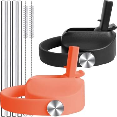 Imagem de Tampas de canudo atualizadas para Hydroflask boca larga 947 g 1,134 g, tampa de canudo à prova de vazamento de substituição com alça flexível, tampa fácil sem BPA para Hydro Flask 16 18 garrafas de