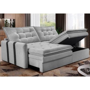 Imagem de Sofá Baú Sem Caixa Retrátil 1,80m Softgel Petit Boucle Cinza Claro Cama Inbox