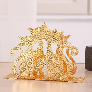 Imagem de Porta-guardanapos para mesa – Elegante organizador de guardanapos de metal para bancadas de cozinha, mesas de jantar e festas, porta-guardanapos decorativo para coquetéis ou guardanapos de papel (gato